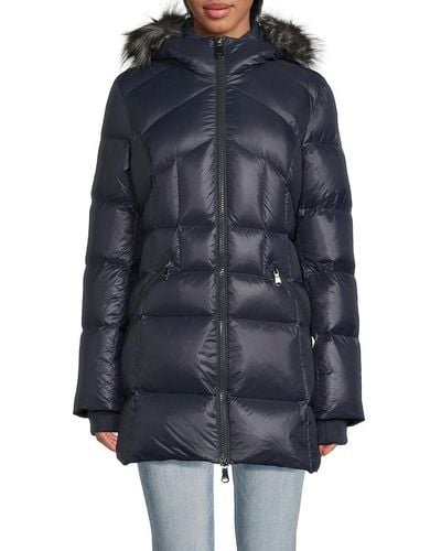 Pajar Ares Faux Fur Trim Hooded Puffer Jacket - Blue