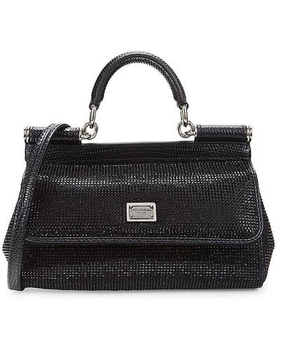 Dolce & Gabbana Embellished Leather Satchel - Black