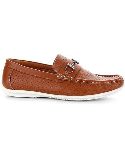 Aston Marc Perforated Moccasin Bit Driving Shoes - Brown
