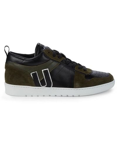 Emanuel Ungaro Colorblock Leather & Suede Perforated Sneakers - Black