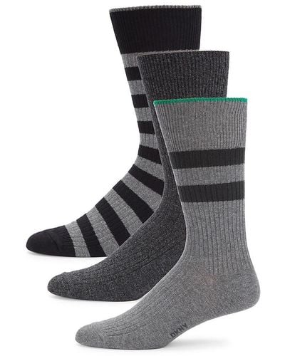 DKNY 3-pack Contrast Striped Crew Socks - Black