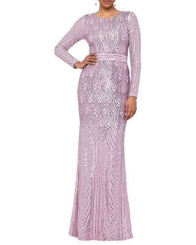 Betsy & Adam Women's Ruffled Ruched Gown Purple Size 4Petite main image 0