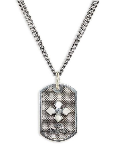 King Baby Studio Sterling Silver Mb Cross Dog Tag Pendant Small Necklace - Metallic