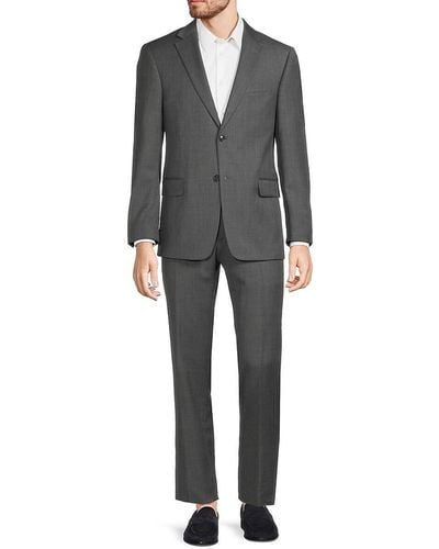Tommy Hilfiger Plaid Wool Blend Suit - Gray