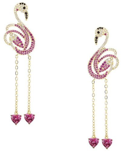 Eye Candy LA Luxe 18k Goldplated & Cubic Zirconia Flamingo Drop Earrings - White