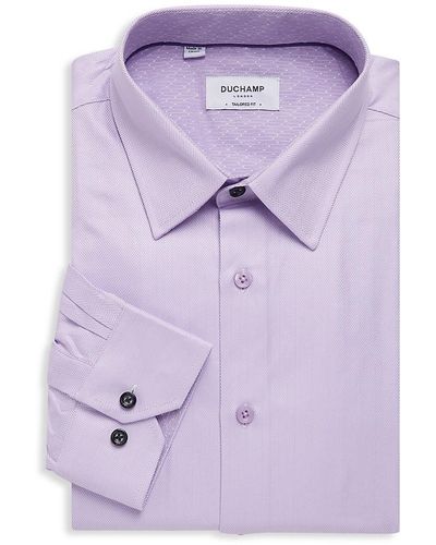 Duchamp Textured Tailored-fit Dress Shirt - Purple