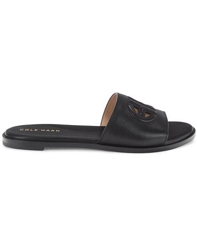 Cole Haan Flynn Leather Flat Sandals - Black