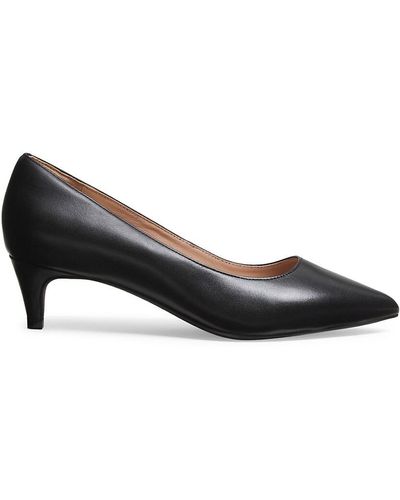 Cole Haan Vandam Kitten Heel Leather Court Shoes - Black