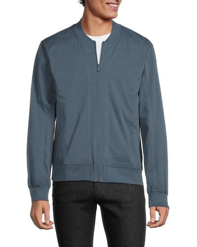Kenneth Cole Solid Zip Jacket - Blue