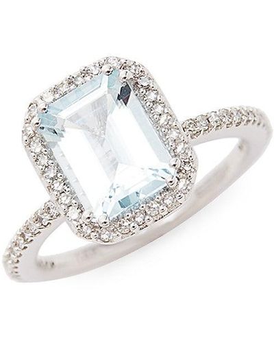Effy 14k White Gold, Aquamarine & Diamond Ring/size 7 - Multicolour
