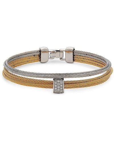 Alor 18k White Gold, Goldtone Stainless Steel & Diamond Bracelet