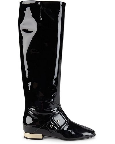 Roger Vivier Patent Leather Knee High Boots - Black