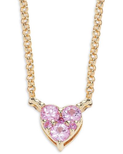 Saks Fifth Avenue Saks Fifth Avenue 14k Yellow Gold & Pink Sapphire Heart Pendant Necklace