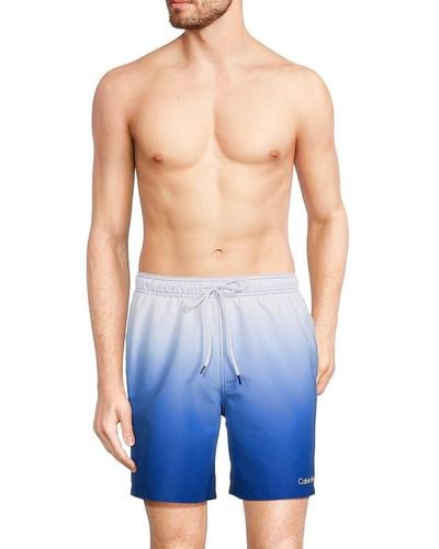 Calvin Klein Gradient Logo Drawstring Swim Shorts - Blue