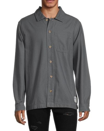 Hurley Solid Button Down Shirt - Gray