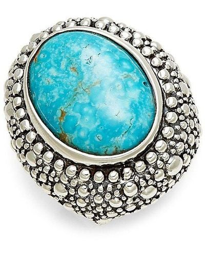 King Baby Studio Sterling Silver & Turquoise Cabochon Dome Ring - Blue