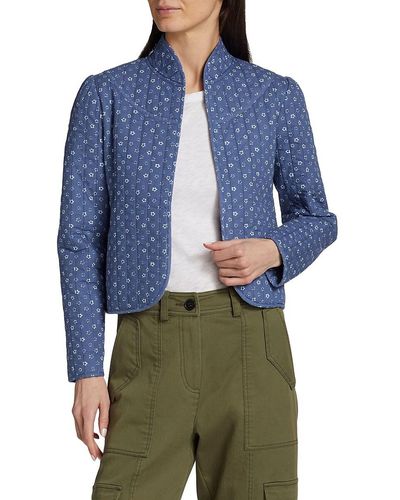 NSF Daisy Cropped Quilted Jacket - Blue