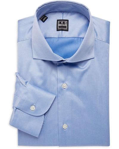 Ike Behar Solid Dress Shirt - Blue