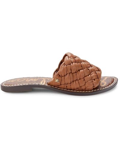 Sam Edelman Griffin Woven Leather Flat Sandals - Brown