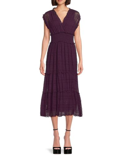 Max Studio Shirred Midaxi Dress - Purple