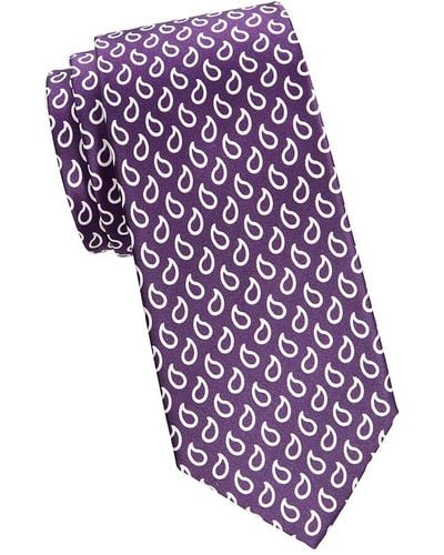 Brioni Print Silk Tie - Purple