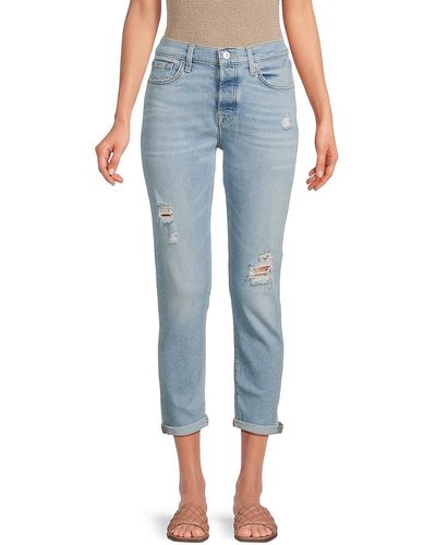7 For All Mankind Josefina High Rise Cropped Jeans - Blue