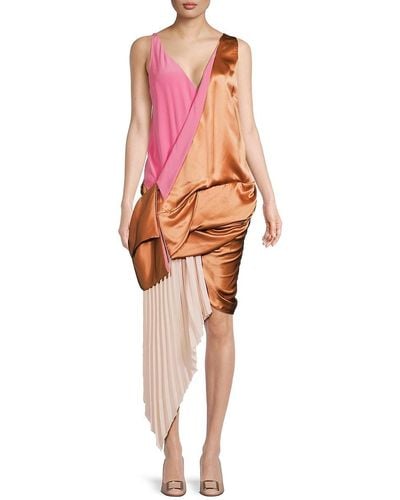 Lanvin Silk Blend Draped Dress - Multicolour