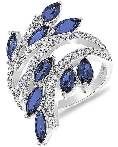 Hueb Botanica 18k White Gold, Blue Topaz & Diamond Ring