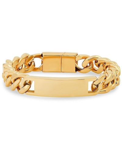 Anthony Jacobs 18k Goldplated Cuban Link Chain Id Bracelet - Metallic