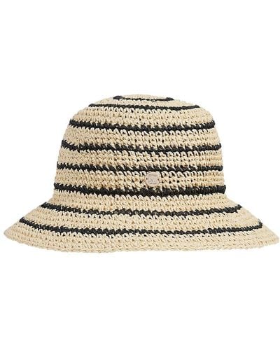 Bruno Magli Stripe Crochet Bucket Hat - Natural