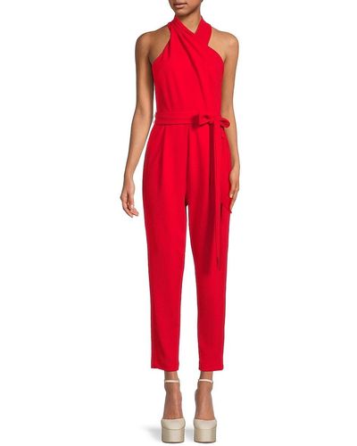 RACHEL Rachel Roy Harland Belted Halter Jumpsuit - Red