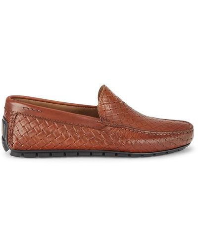 To Boot New York Bahama Woven Leather Driving Loafers - Brown
