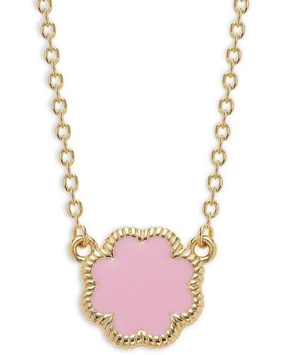 Sterling Forever 14k Goldplated & Enamel Rose Petal Pendant Necklace - Pink