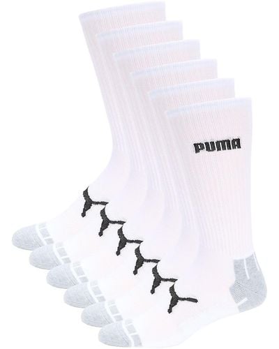 PUMA 6-pack Logo Crew Socks - White