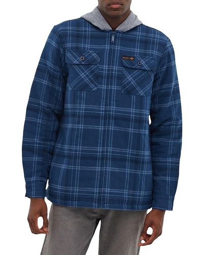 Bench Sinclair Hooded Plaid Flannel Shirt - Blue