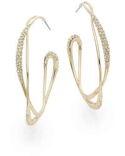 Alexis Miss Havisham Jagged Crystal Liquid Orbit Hoop Earrings/2.35" - White