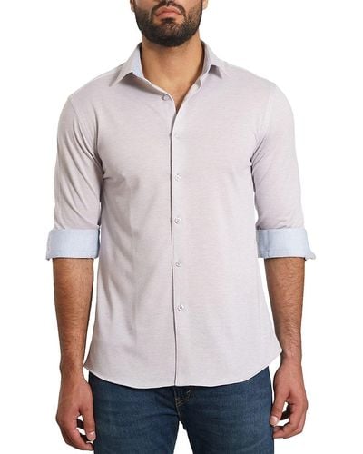 Jared Lang 'Trim Fit Contrast Cuff Sport Shirt - White