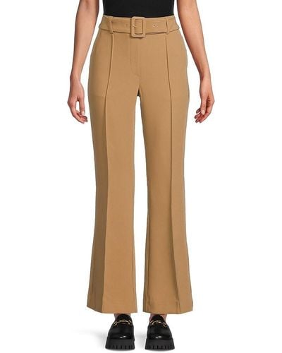 Ellen Tracy Belted Flared Trousers - Natural