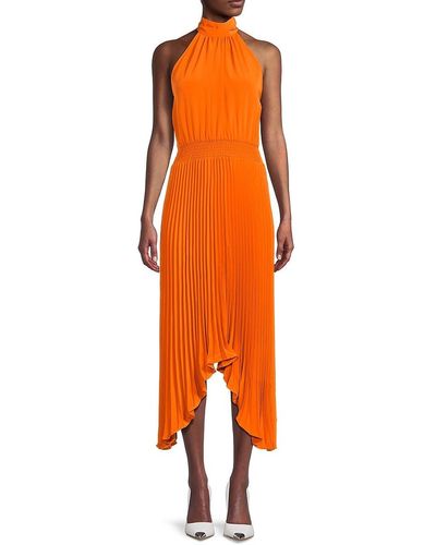 Karl Lagerfeld Pleated Shark Hem Dress - Orange