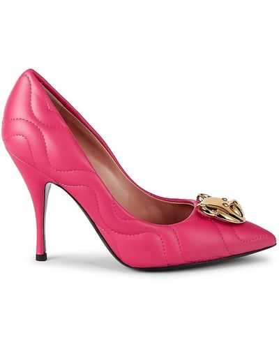 Moschino ! Moschino Bear Leather High-heel Pumps - Pink