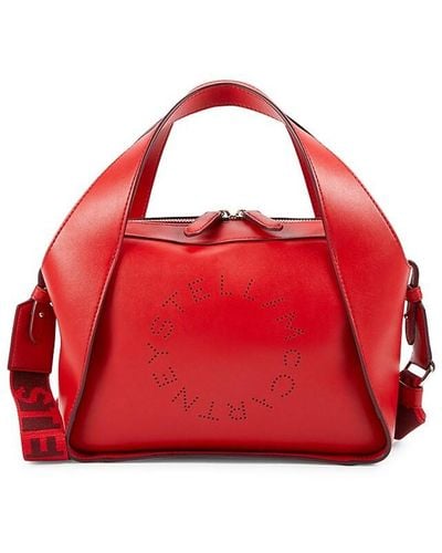 Stella McCartney Logo Line Vegan Leather Crossbody Bag - Red