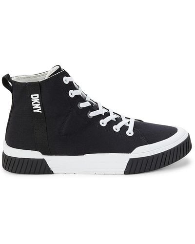 DKNY Colorblock Logo High Top Sneakers - Black