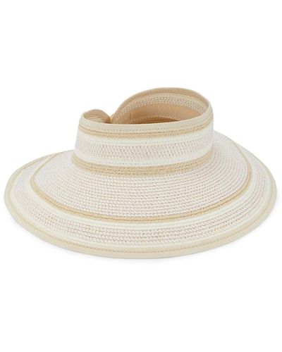 Saks Fifth Avenue Saks Fifth Avenue Striped Visor Hat - White