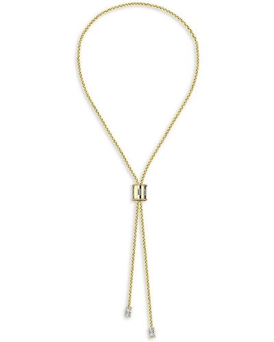 Gabi Rielle Love Struck 14k Yellow Gold Vermeil & Baguette Cubic Zirconia Lariat Necklace - Metallic