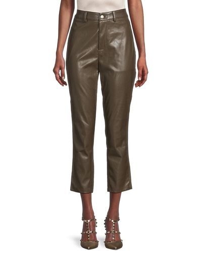 BCBGeneration 'Faux Leather Straight Leg Trousers - Green