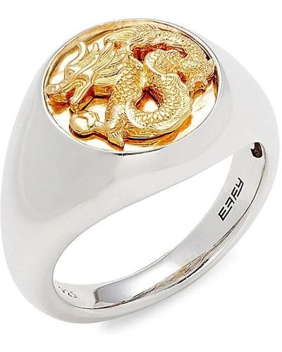 Effy Two Tone Sterling Silver Signet Ring - White