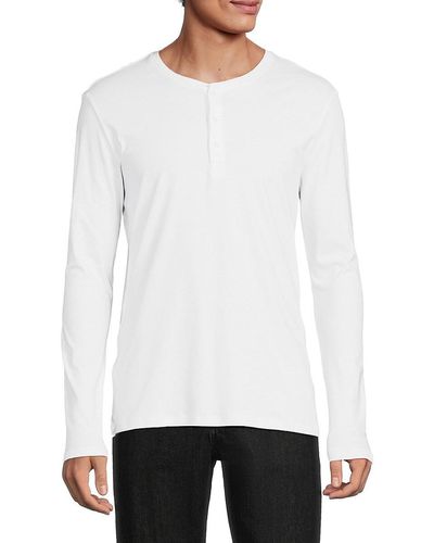 Saks Fifth Avenue Saks Fifth Avenue Solid Long Sleeve Henley - White