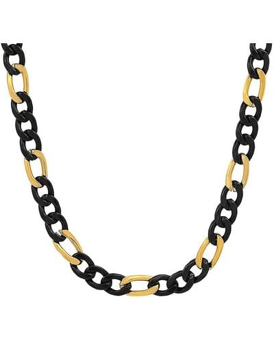 Anthony Jacobs Two-Tone Stainless Steel Figaro Chain Necklace - Metallic
