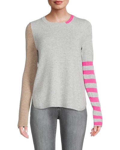 Lisa Todd Colorblock Striped Wool & Cashmere Sweater - Gray