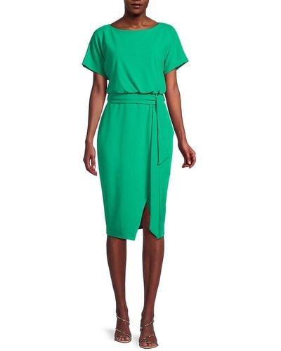 Kensie Belted Boatneck Dress - Green
